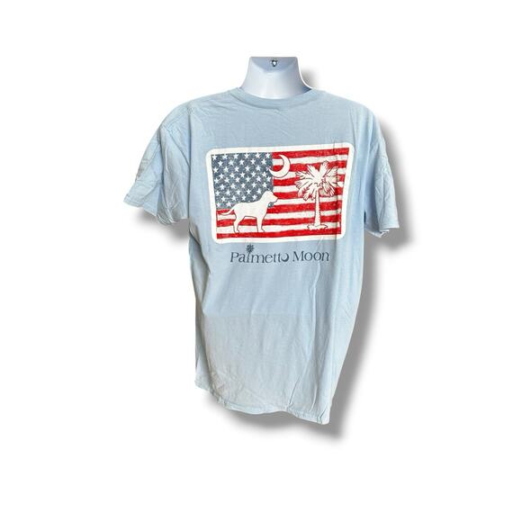 Palmetto Moon Light Blue American Flag Labrador Retriever Dog Graphic T-shirt XL - Picture 2 of 3